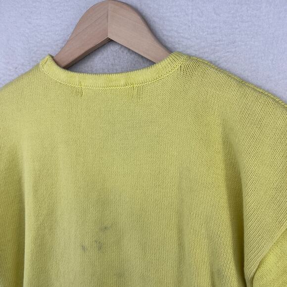 FP BEACH Sweater L FREE PEOPLE Ribbed Boxy Cuff Short Sleeve Cotton Yellow - Picture 8 of 14